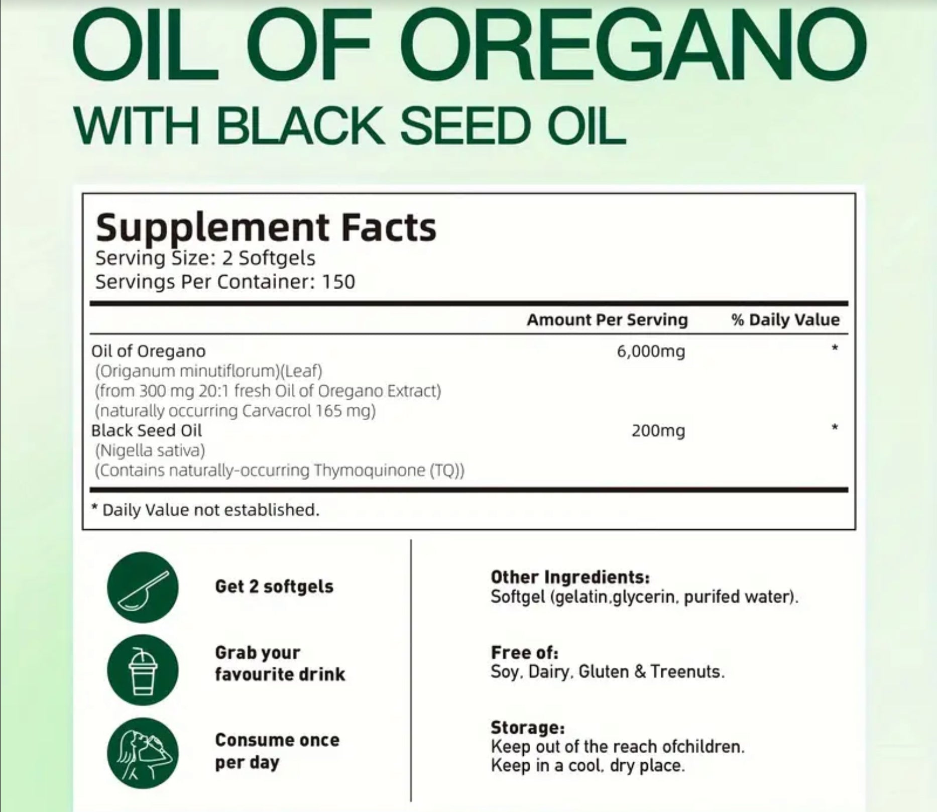 Oil of Oregano with Black Seed Oil – 6,000mg Strength